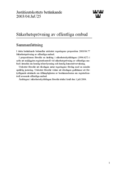 Omslaget till bet. 2003/04:JuU25