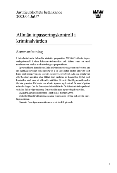 Omslaget till bet. 2003/04:JuU7