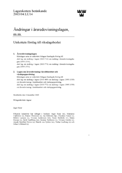 Omslaget till bet. 2003/04:LU14