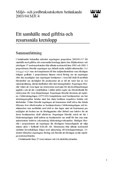 Omslaget till bet. 2003/04:MJU4