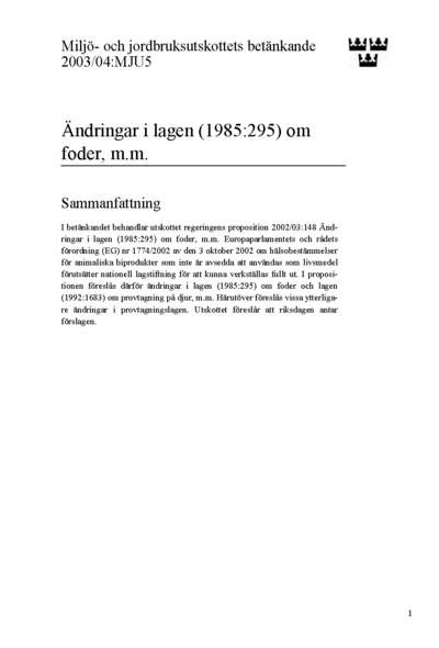 Omslaget till bet. 2003/04:MJU5