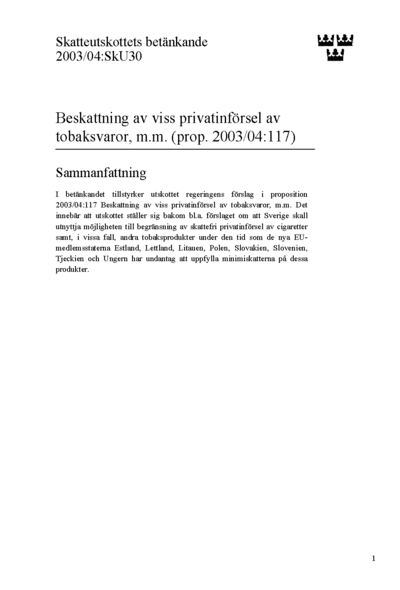 Omslaget till bet. 2003/04:SkU30