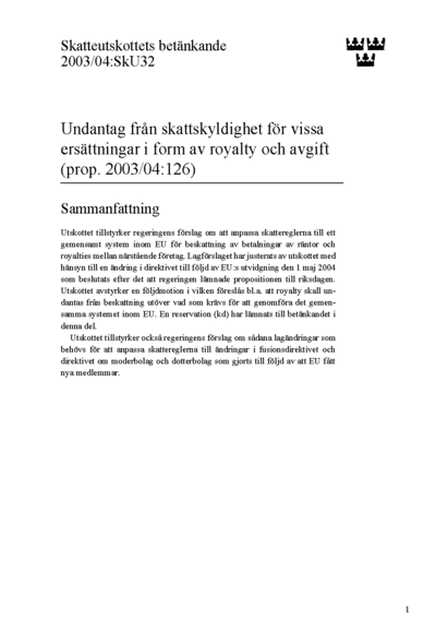 Omslaget till bet. 2003/04:SkU32