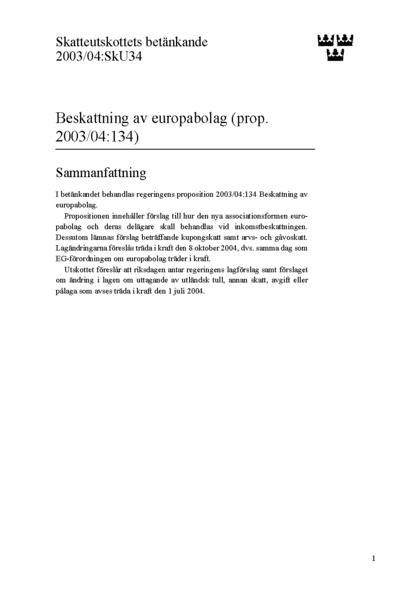 Omslaget till bet. 2003/04:SkU34