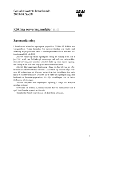 Omslaget till bet. 2003/04:SoU8