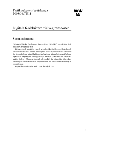 Omslaget till bet. 2003/04:TU11