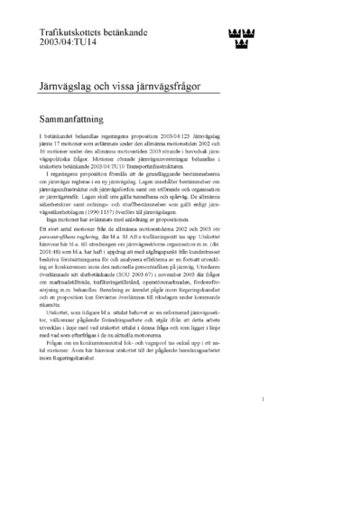 Omslaget till bet. 2003/04:TU14