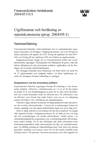 Omslaget till bet. 2004/05:FiU1