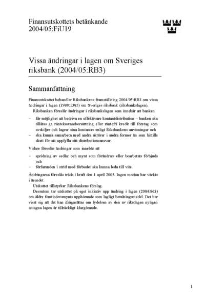Omslaget till bet. 2004/05:FiU19
