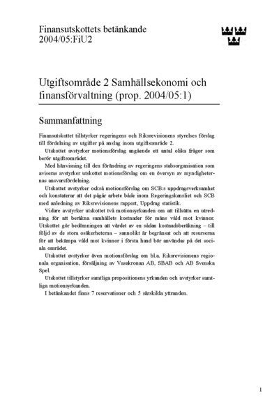 Omslaget till bet. 2004/05:FiU2