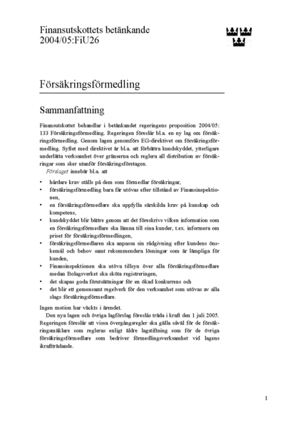 Omslaget till bet. 2004/05:FiU26