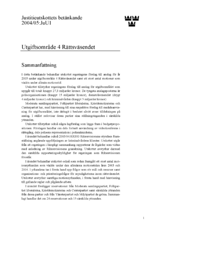 Omslaget till bet. 2004/05:JuU1