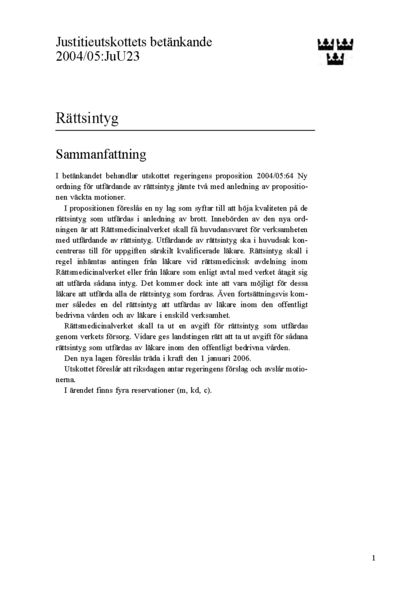 Omslaget till bet. 2004/05:JuU23