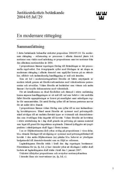 Omslaget till bet. 2004/05:JuU29