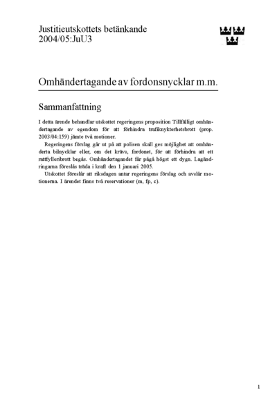 Omslaget till bet. 2004/05:JuU3