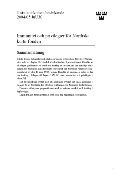 Omslaget till bet. 2004/05:JuU30