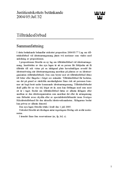 Omslaget till bet. 2004/05:JuU32