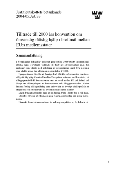 Omslaget till bet. 2004/05:JuU33