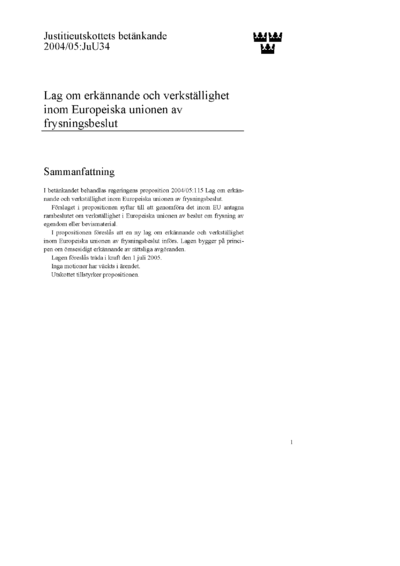 Omslaget till bet. 2004/05:JuU34