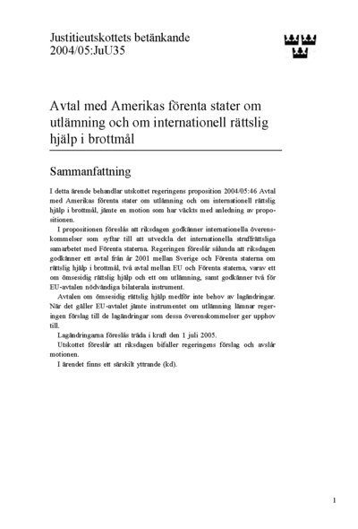 Omslaget till bet. 2004/05:JuU35