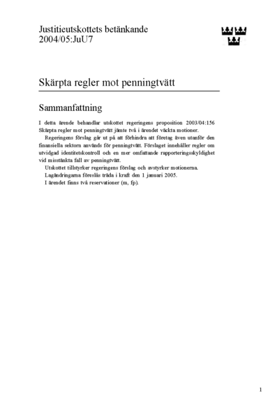 Omslaget till bet. 2004/05:JuU7