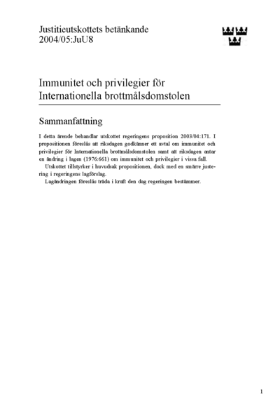 Omslaget till bet. 2004/05:JuU8
