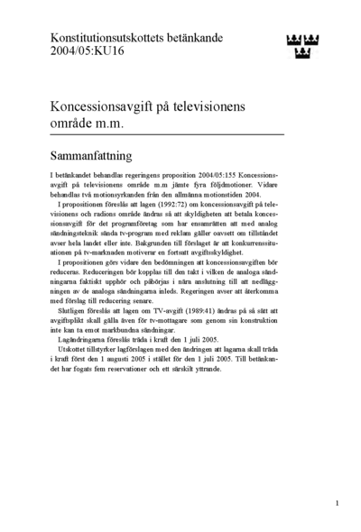 Omslaget till bet. 2004/05:KU16