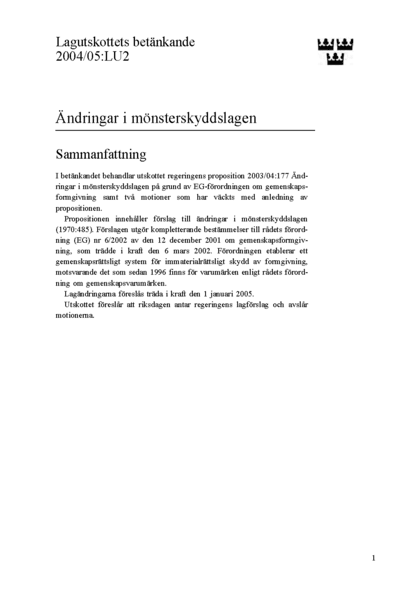 Omslaget till bet. 2004/05:LU2