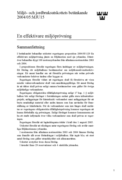 Omslaget till bet. 2004/05:MJU15