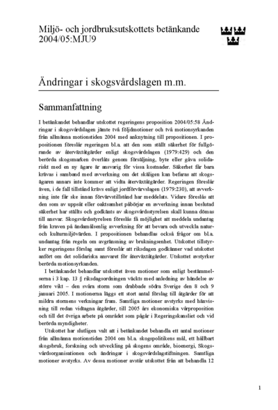 Omslaget till bet. 2004/05:MJU9