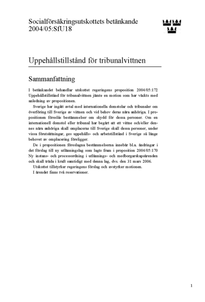 Omslaget till bet. 2004/05:SfU18