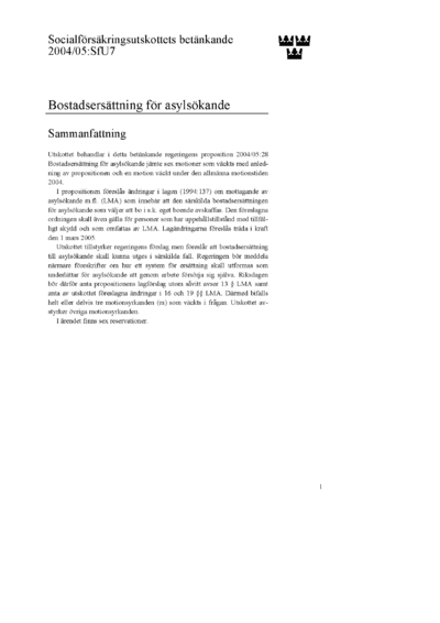 Omslaget till bet. 2004/05:SfU7