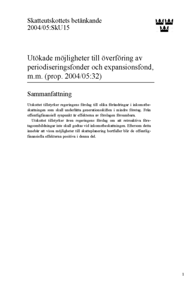 Omslaget till bet. 2004/05:SkU15