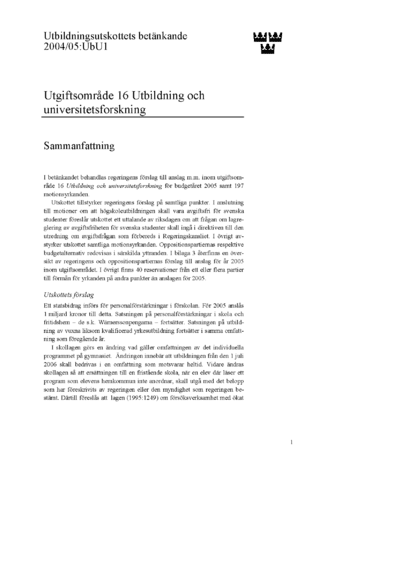 Omslaget till bet. 2004/05:UbU1