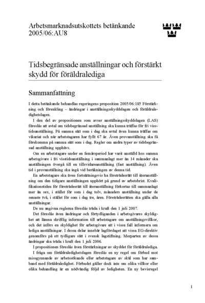 Omslaget till bet. 2005/06:AU8