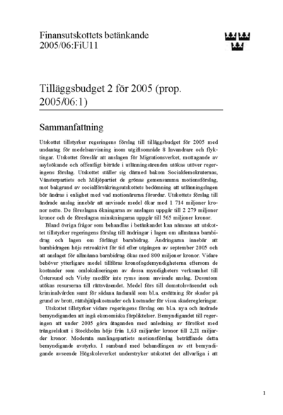 Omslaget till bet. 2005/06:FiU11
