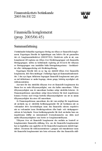 Omslaget till bet. 2005/06:FiU22