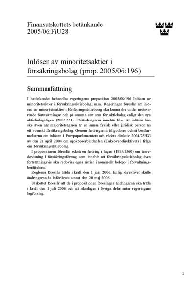Omslaget till bet. 2005/06:FiU28