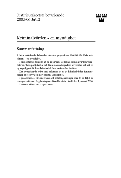 Omslaget till bet. 2005/06:JuU2