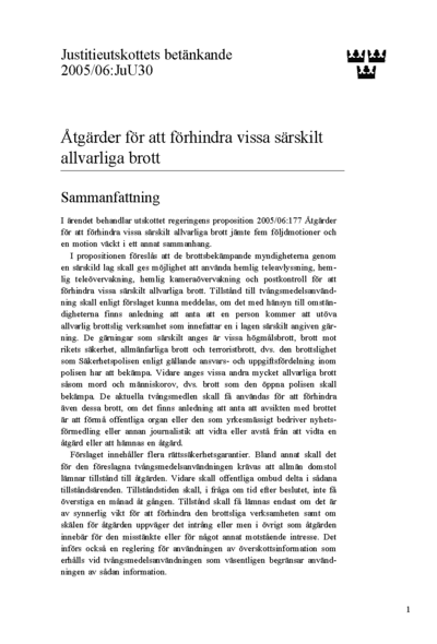 Omslaget till bet. 2005/06:JuU30