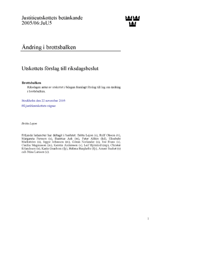 Omslaget till bet. 2005/06:JuU5