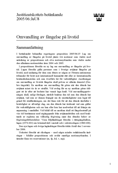 Omslaget till bet. 2005/06:JuU8