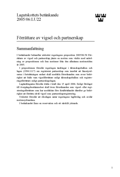 Omslaget till bet. 2005/06:LU22