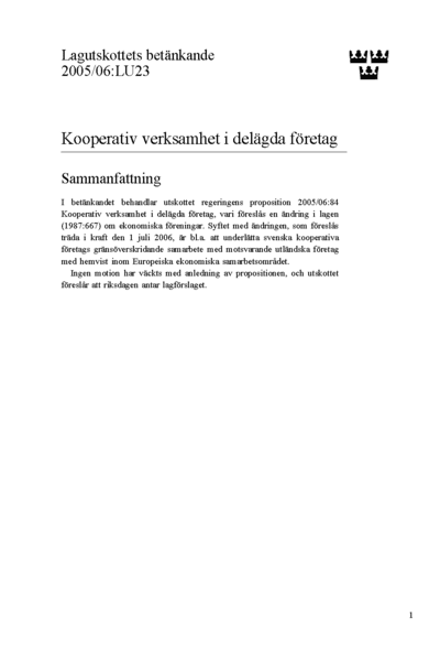 Omslaget till bet. 2005/06:LU23