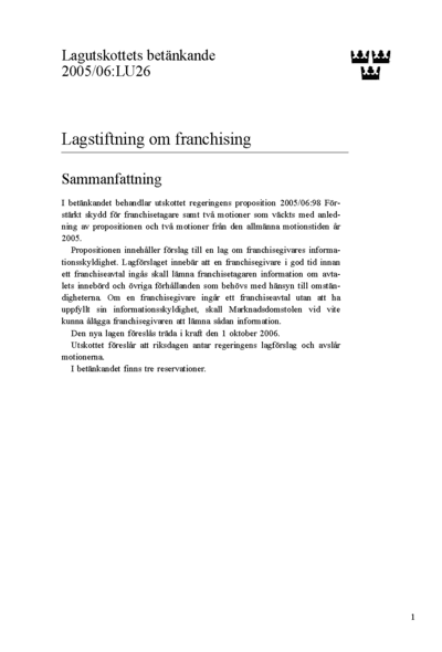 Omslaget till bet. 2005/06:LU26