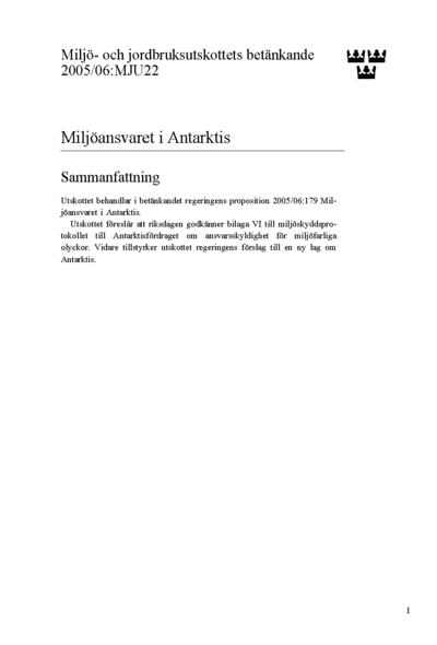 Omslaget till bet. 2005/06:MJU22