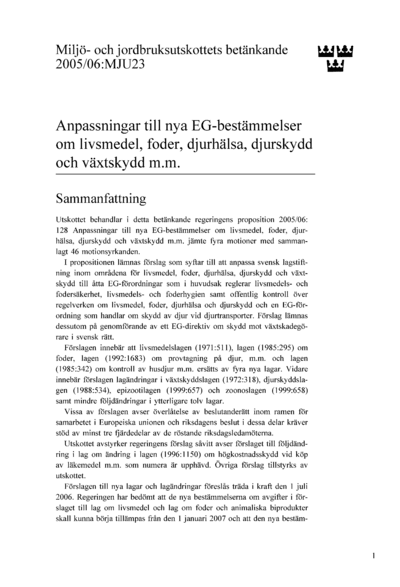 Omslaget till bet. 2005/06:MJU23