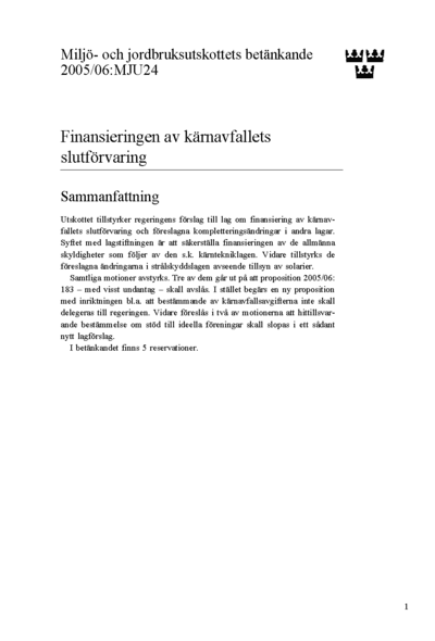 Omslaget till bet. 2005/06:MJU24