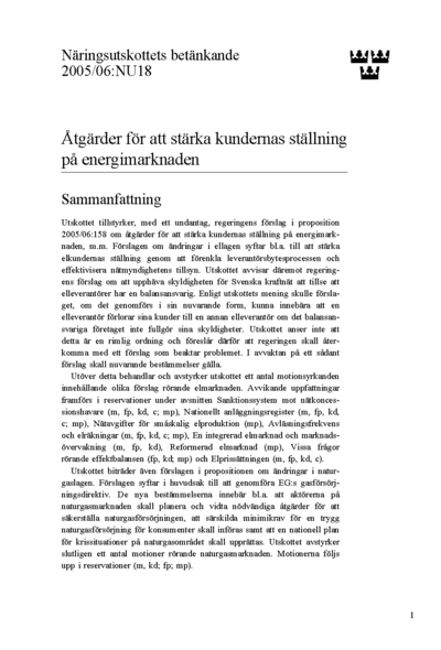 Omslaget till bet. 2005/06:NU18