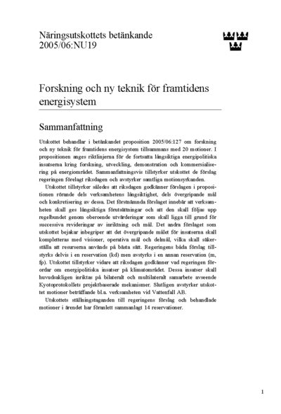Omslaget till bet. 2005/06:NU19
